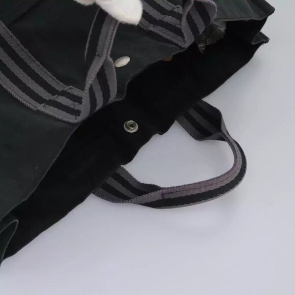 HERMES Fourre Tout MM Hand Bag Canvas Black Gray Silver Auth - Picture 7 of 16